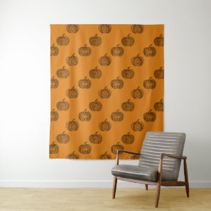 Halloween doodles boho mandala pumpkins Autumn Tapestry