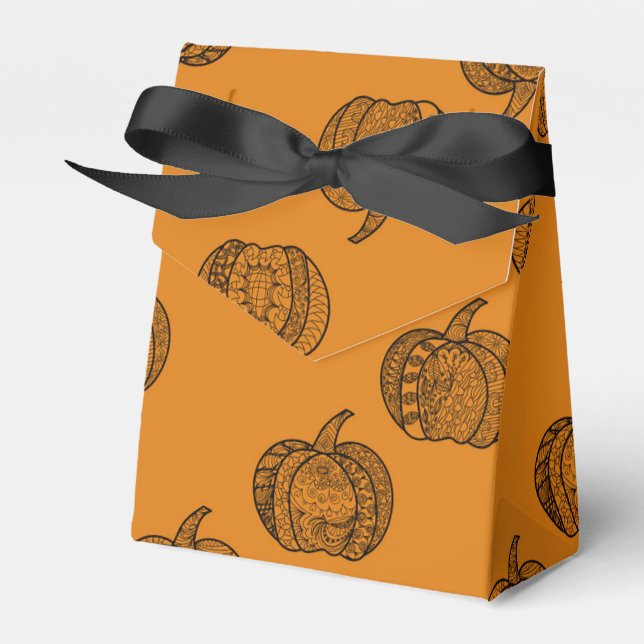 Halloween doodles boho zentangles pumpkins Autumn Favour Box (Front Side)