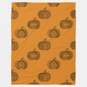 Halloween doodles boho zentangles pumpkins Autumn Fleece Blanket