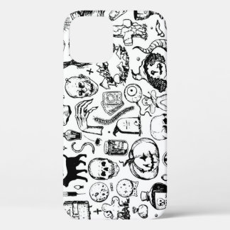 Halloween Doodles Collection, Vintage Style. iPhone 12 Case