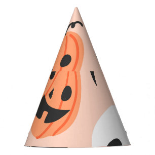 Halloween doodles, pumpkins, bats pattern. party hat