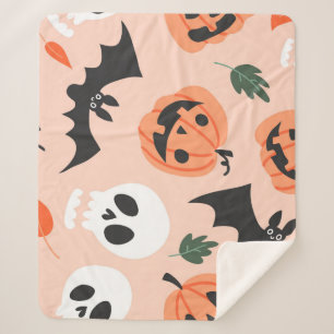 Halloween doodles, pumpkins, bats pattern. sherpa blanket