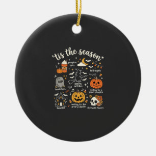 Halloween Doodles Tis the Season Witch Design Ceramic Ornament