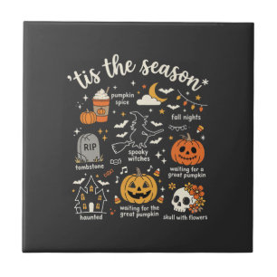 Halloween Doodles Tis the Season Witch Design Ceramic Tile
