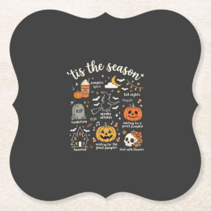 Halloween Doodles Tis the Season Witch Design Paper Coaster