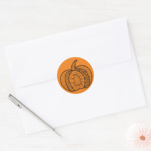 Halloween doodles zentangles pumpkins Autumn Classic Round Sticker