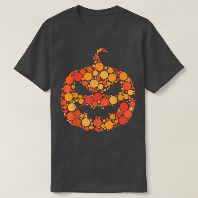 Halloween Dot Day Pumpkin Jack O Lantern Polka Dot T-Shirt (Design Front)