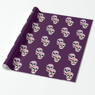 Halloween DOTD Comedy-Tragedy Skulls Wrapping Paper