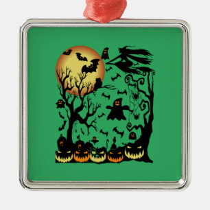 Halloween Double Double Toil And Trouble Metal Ornament