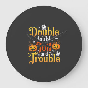 Halloween Double Double Toil and Trouble Witch Large Clock