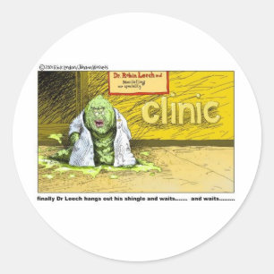 Halloween : Dr Leech Has No Clients Funny Gifts Classic Round Sticker