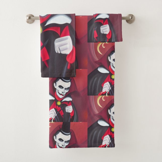 Halloween Dracula Bath Towel Set (Insitu)