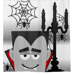 Halloween Dracula Candelabra Spiders Shower Curtain
