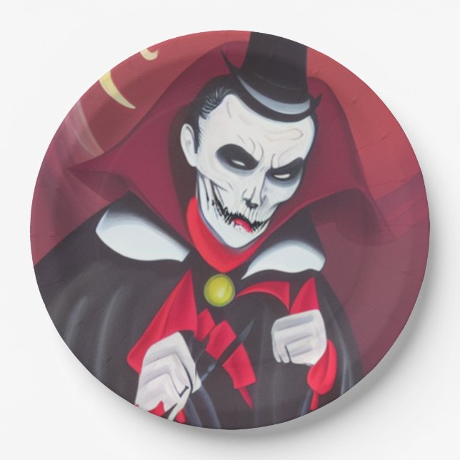 Halloween Dracula Paper Plate (Front)