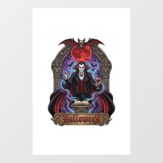 Halloween Dracula Red Moon Bats Skull_1 (Sheet)
