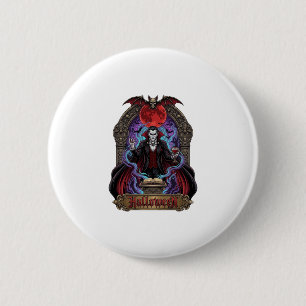 Halloween Dracula Red Moon Bats Skull_1 6 Cm Round Badge