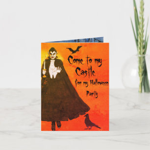 Halloween Dracula's Castle  Cloak Candlestick Glow Invitation