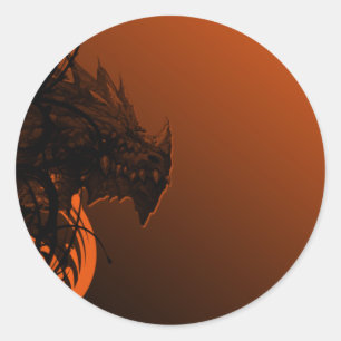 Halloween Dragon on Orange Classic Round Sticker