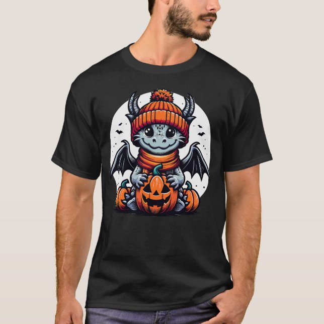 Halloween Dragon Pumpkin T-Shirt (Front)