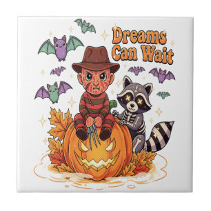halloween Dreams Can Wait Horror Monster Ceramic Tile