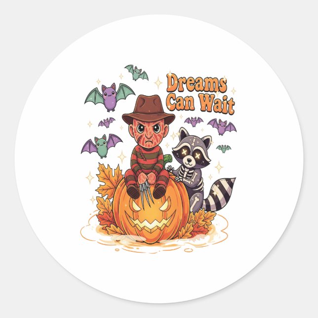 halloween Dreams Can Wait Horror Monster Classic Round Sticker (Front)