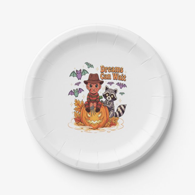 halloween Dreams Can Wait Horror Monster Paper Plate (Front)