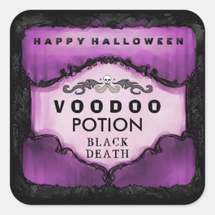 Halloween Drink Label Purple & Black Large Square