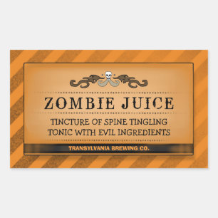 Halloween Drink or Treat Label Orange Stripe Large