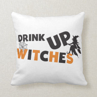 Halloween Drink Up Witches Throw Pillow