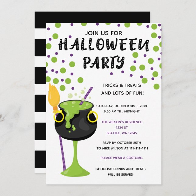 Halloween Drinks Candies and Treats Halloween Invitation (Front/Back)