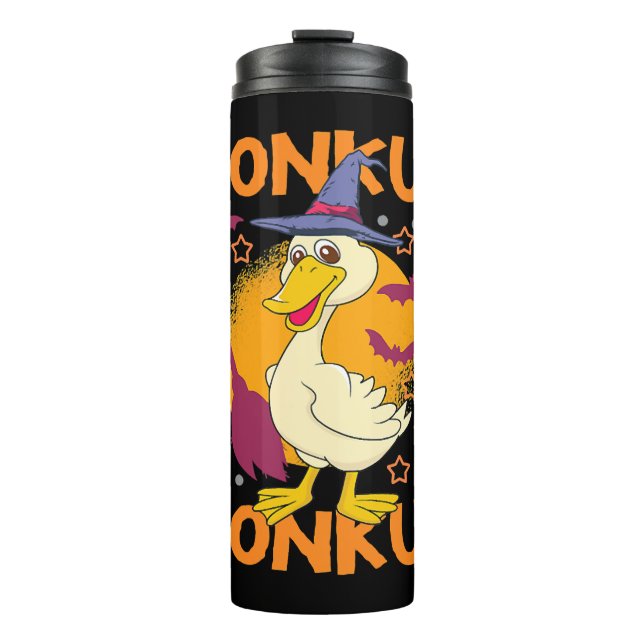 Halloween Duck Funny Halloween Pumpkin Duck Thermal Tumbler (Front)