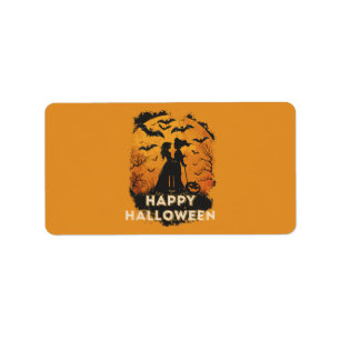 Halloween-Duo im Mondlicht Label