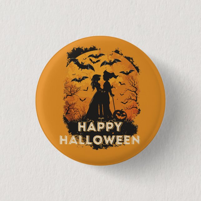 Halloween duo in moonlight 3 cm round badge (Front)