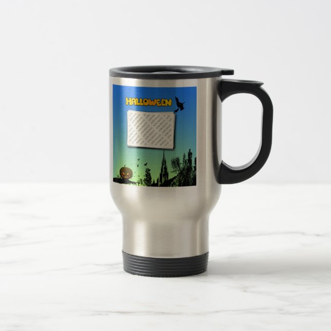 Halloween Dusk with Witch Add Photo Frame Travel Mug (Right)