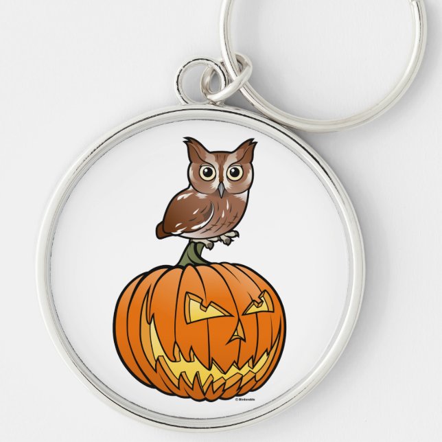 Halloween Eastern Screech Owl Key Ring (Front)