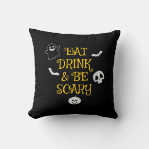 Halloween Eat Drink and Be Scary Birthday Cushion