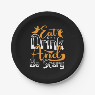 Halloween Eat Drink And Be Scary Birthday Paper Plate