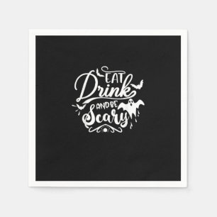 Halloween Eat Drink And Be Scary Funny Womens Napkin