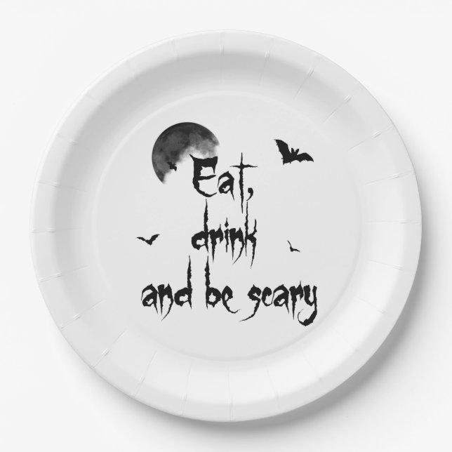 Halloween - Eat, drink and be scary Paper Plate (Front)