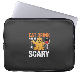 Halloween Eat Drink Be Scary Ghost Design_1 Laptop Sleeve