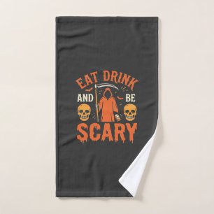 Halloween Eat Drink Be Scary Reaper Design_1 Hand Towel