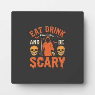Halloween Eat Drink Be Scary Reaper Design_1 Plaque