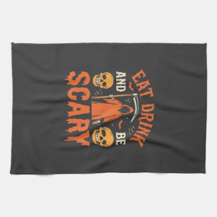 Halloween Eat Drink Be Scary Reaper Design_1 Tea Towel