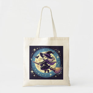 Halloween eco bag where witches fly under the moon