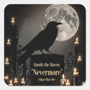 Halloween Edgar Allan Poe Raven Gothic Square Sticker