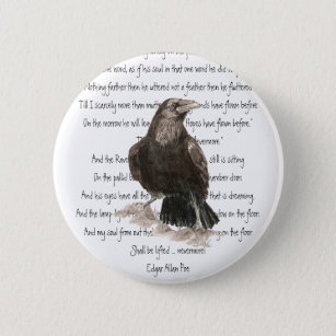 Halloween, Edgar Allen Poe, Raven, Nevermore 6 Cm Round Badge