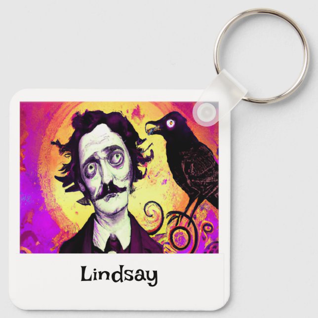 Halloween, Edgar Allen Poe, Raven, Nevermore  Key Ring (Back)