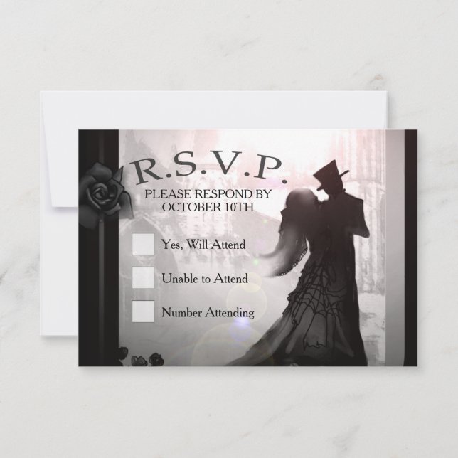 Halloween Elegant 3x5 Silhouette RSVP Card (Front)