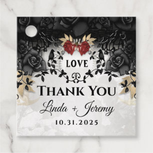 Halloween Elegant Black Rose Matching Thank you Fa Favour Tags