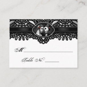 Halloween Elegant Black White Skeleton Place Cards